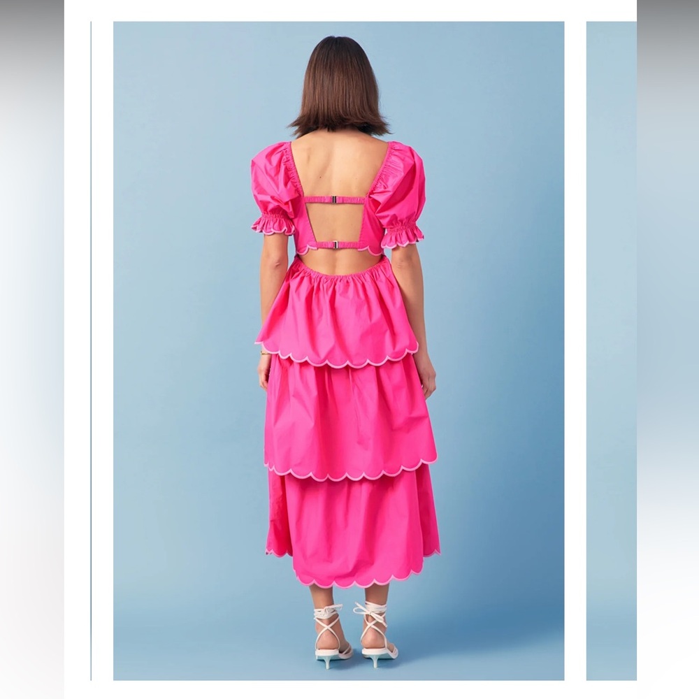 English Factory Pink Scallop Tiered Maxi Dress - Picture 2 of 2